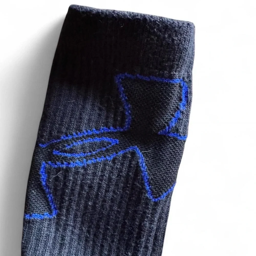 Under Armour Boys Performance Crew Socks Black Blue Size MD 4.5-7